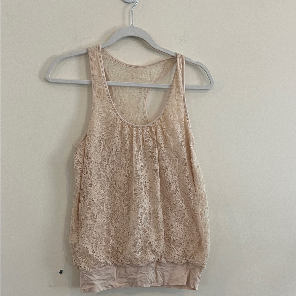 Express Lace Racerback Top Cream Victorian Boho Y2k Floral Bohemian S